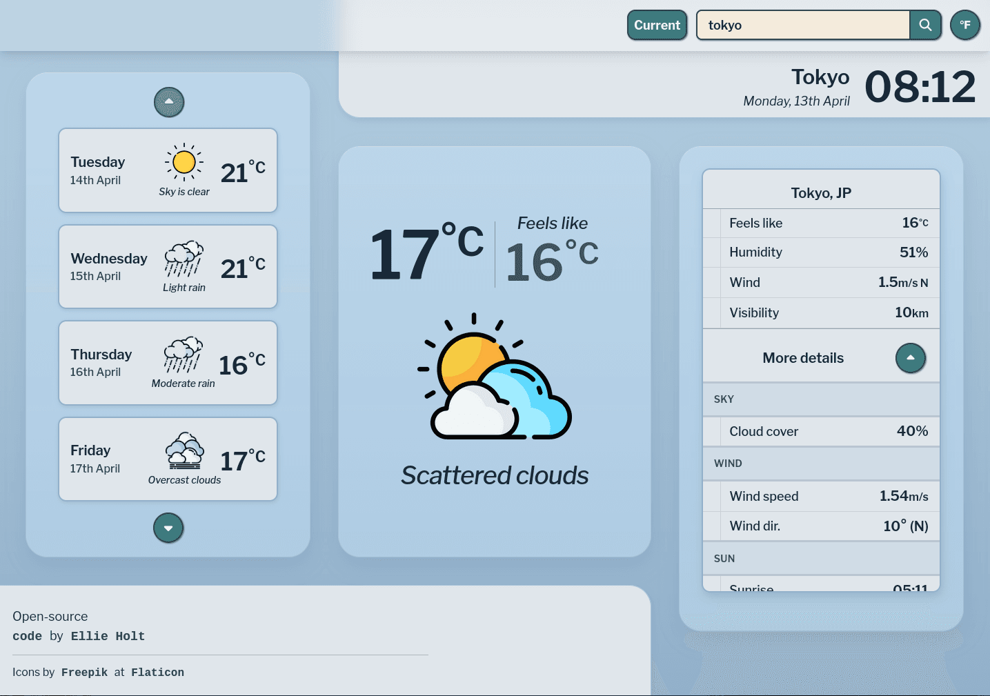 Weather App interface screenshot